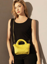 Pu Leather Weave Small Tote Bag