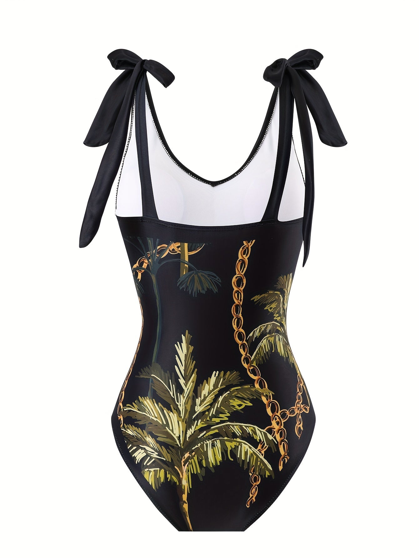 2 Piece Stretchy Coconut Tree Chain Print Swimsuits