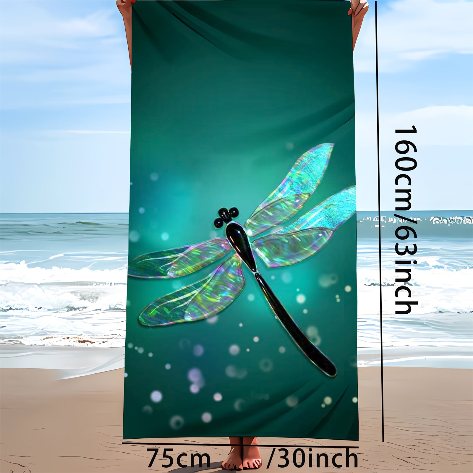 Dragonfly Print Beach Towel