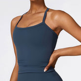 Square Neck Sports Tank Tops Criss Cross Back Longline Cami