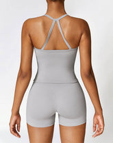Athletic Wear with Criss Cross Back Tank Top and Short