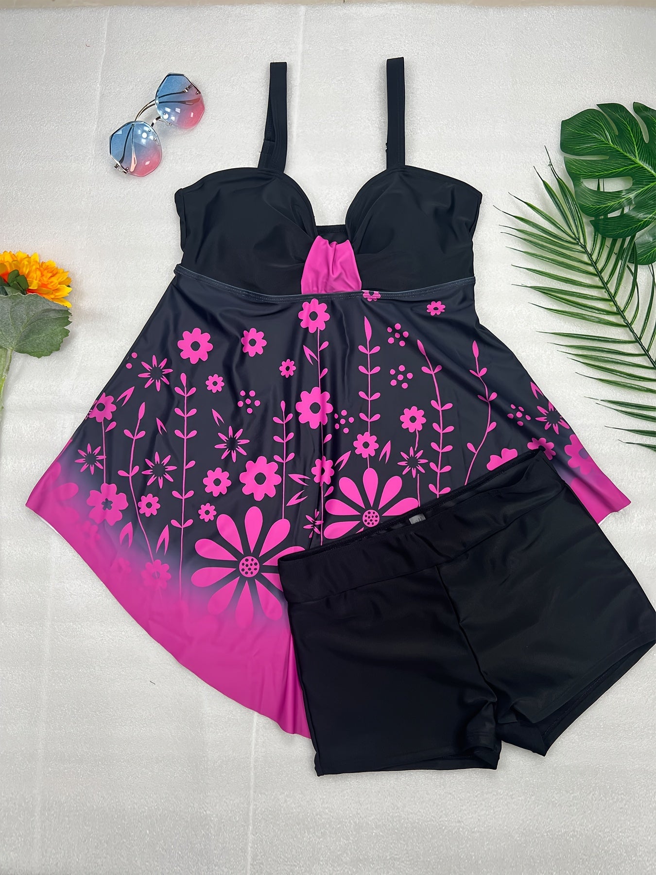 Plus Size Two Piece Vacay Tankini Set