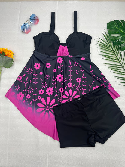 Plus Size Two Piece Vacay Tankini Set