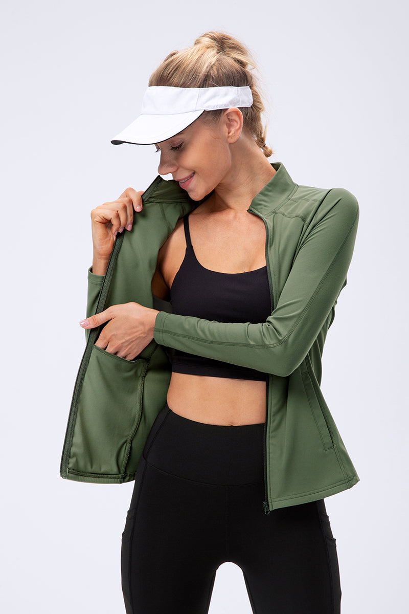 High Collar Full Zip Track Jacket - Sleek &amp; Functional Sportswear