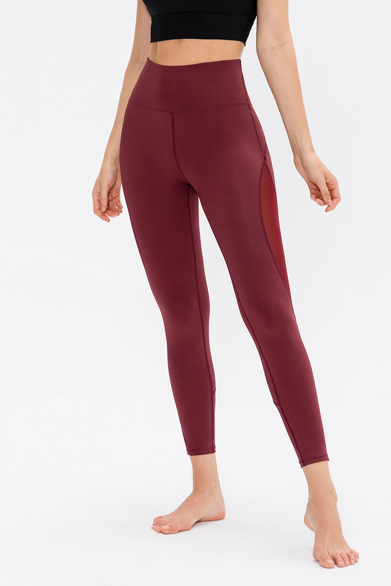 High-Waist Mesh Insert Ankle Leggings