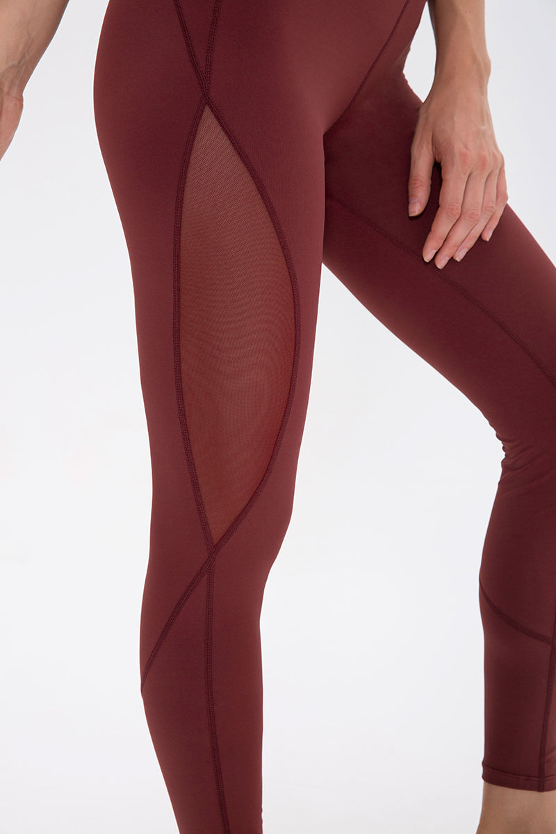 High-Waist Mesh Insert Ankle Leggings