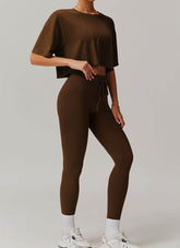 Sports Sets with Short Sleeve T-Shirts and Leggings