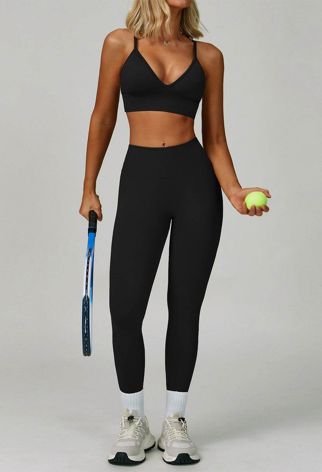 Activewear Set with V Neck Sports Bra and Legging