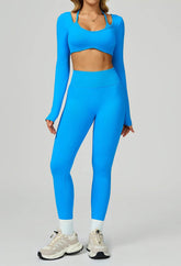 Sport Set with Color Block Long Sleeve T-Shirt and Legging