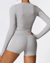 Crewneck Long Sleeve Shirt Basic Tees Slim Fit Crop Tops