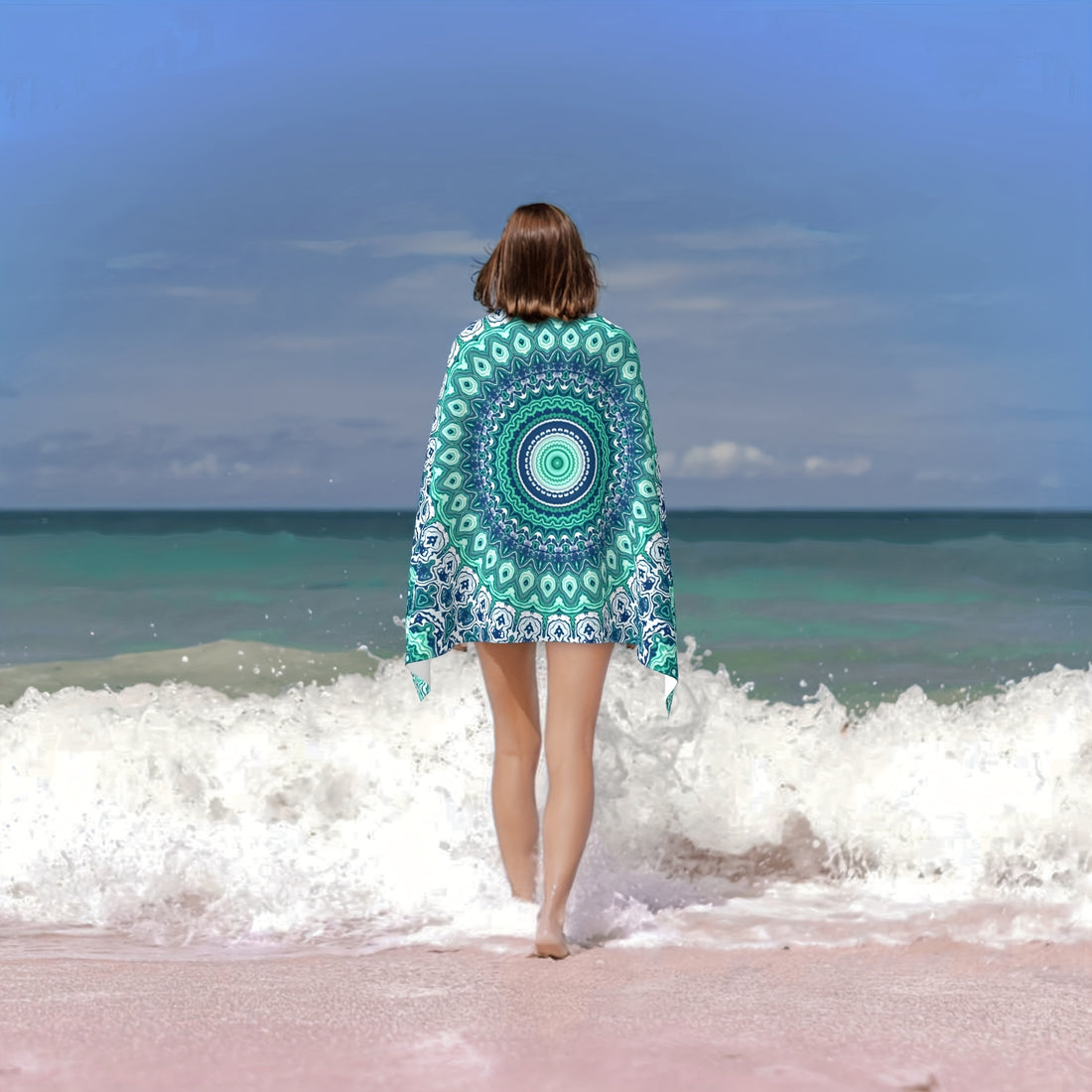 Floral Mandala Pattern Beach Towel