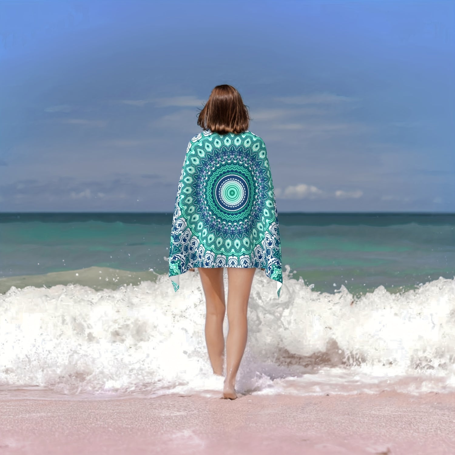 Floral Mandala Pattern Beach Towel