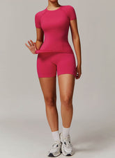 Yoga Wear Set with Short Sleeve T-Shirt and Short