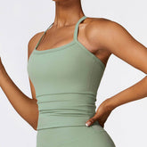 Square Neck Sports Tank Tops Criss Cross Back Longline Cami
