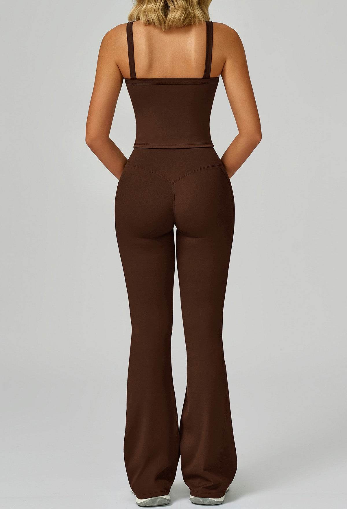 Activewear Set with Wide Strap Tank Top and Flared Pant