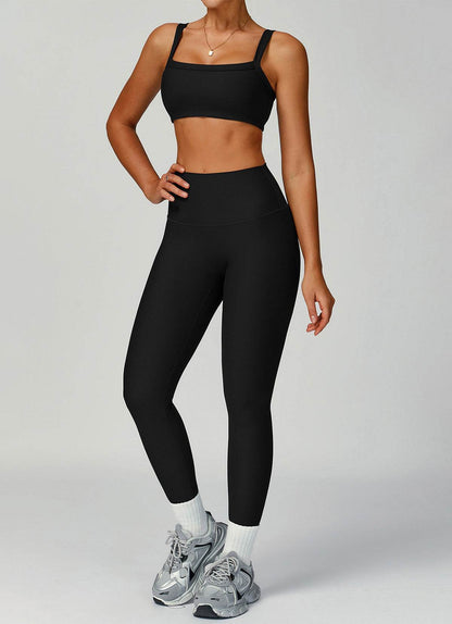 Ribbed Activewear Set with Sports Bra and Leggiing