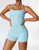 Athletic Wear with Criss Cross Back Tank Top and Short