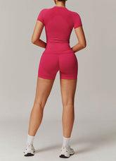 Yoga Wear Set with Short Sleeve T-Shirt and Short