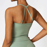 Square Neck Sports Tank Tops Criss Cross Back Longline Cami