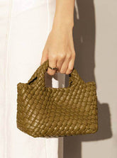 Pu Leather Weave Small Tote Bag