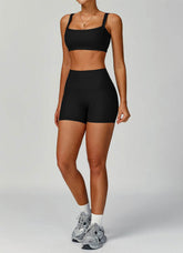 Ribbed Activewear Set with Sports Bra and Short