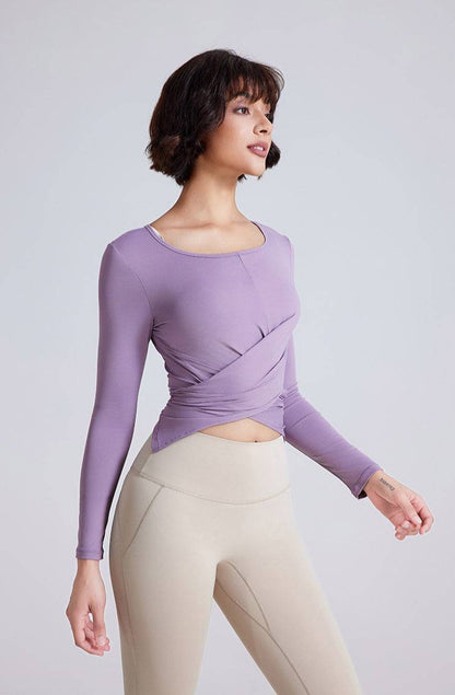 Cross Button Slim Yoga Long Sleeve T-Shirt | Stylish &amp; Comfortable Fit