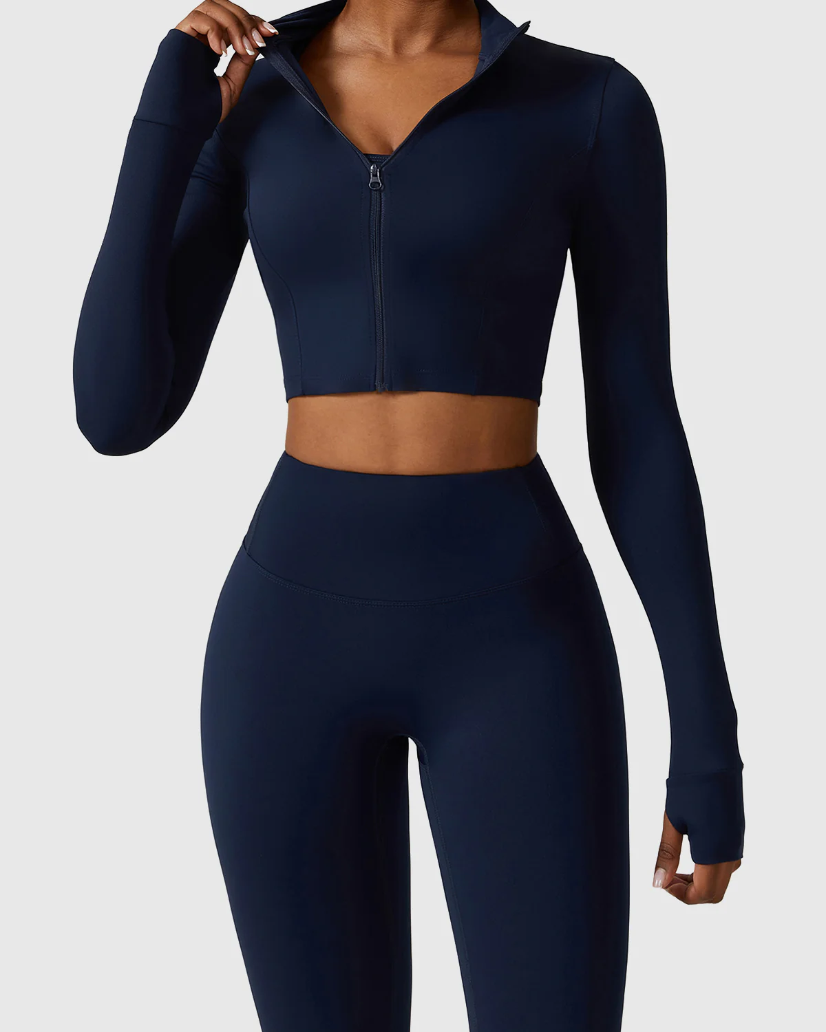 3 Pieces Workout Sets with Full Length Leggings, Scoop Neck Bra and Jacket