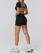 Athletic Wear with Short Sleeve Crop Top and Short