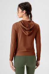 Zip Up Hooded Active Outerwear with Drawstring