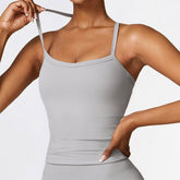 Square Neck Sports Tank Tops Criss Cross Back Longline Cami