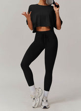 Sports Sets with Short Sleeve T-Shirts and Leggings