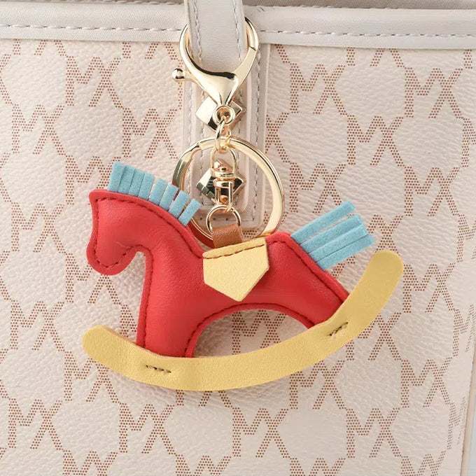 PU Leather Rocking Horse Bag Keychain Accessory | Stylish Accessory