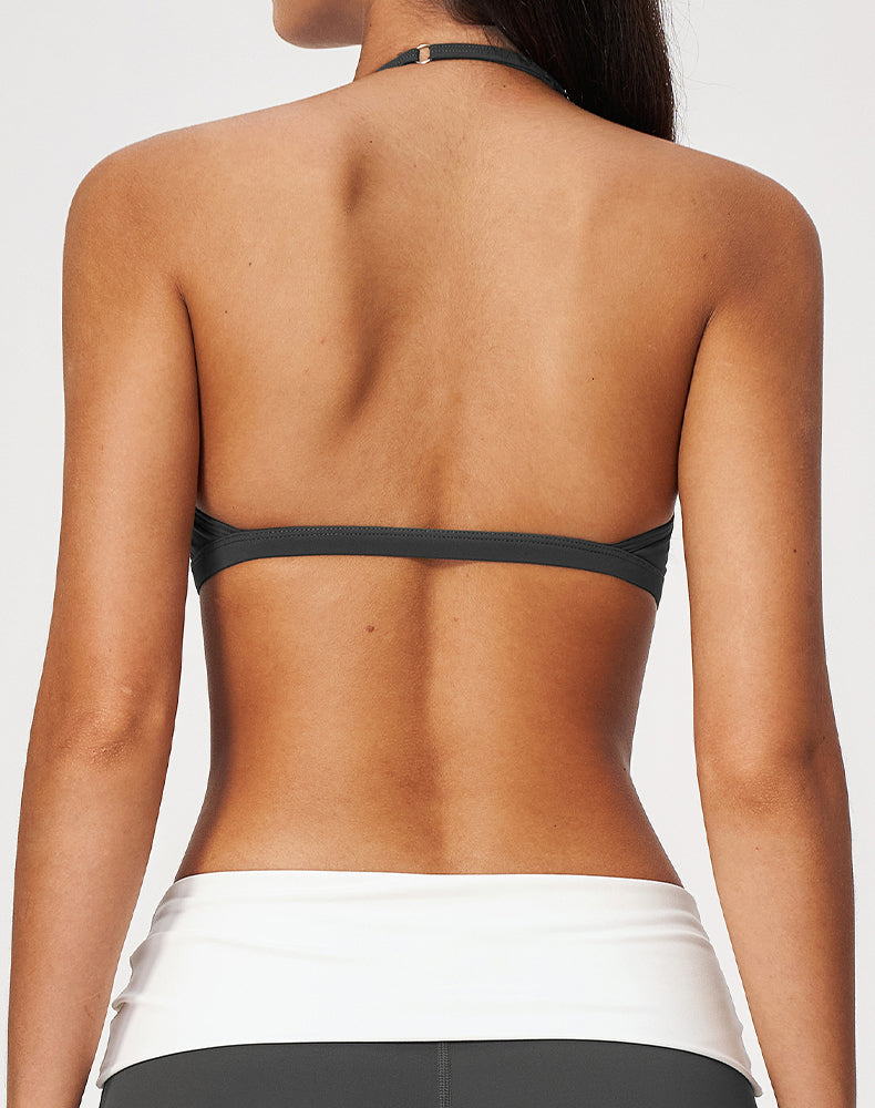 Halter Backless Open Back Sports Bra