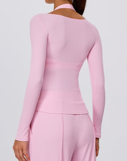 Deep V-Neckline Long Sleeve Yoga Shirts