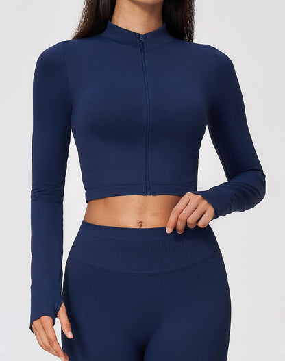 Zip Up Cropped Athletic Jackets