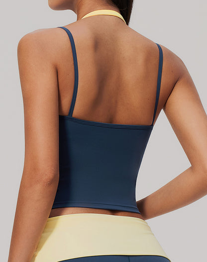 Faux Two Piece Color Block Yoga Tank Tops