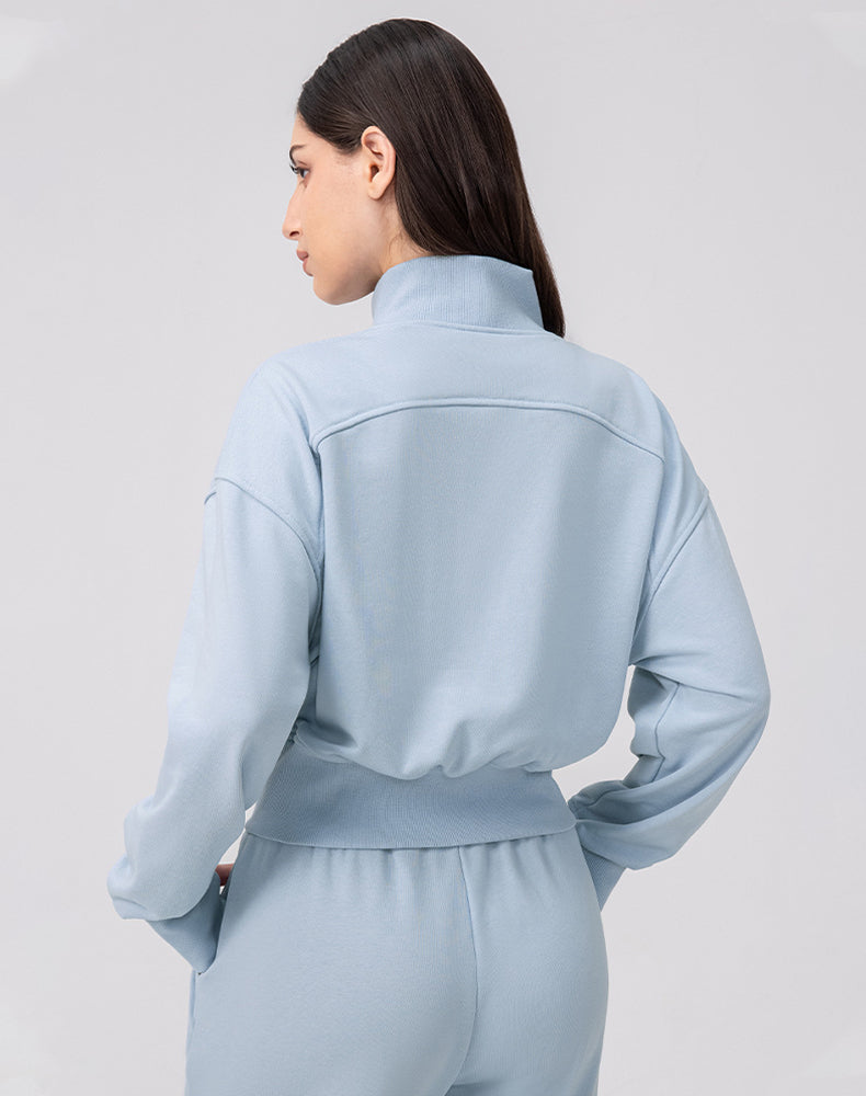 Sports Long Sleeve Hooded Loose Coat Casual Cropped Top