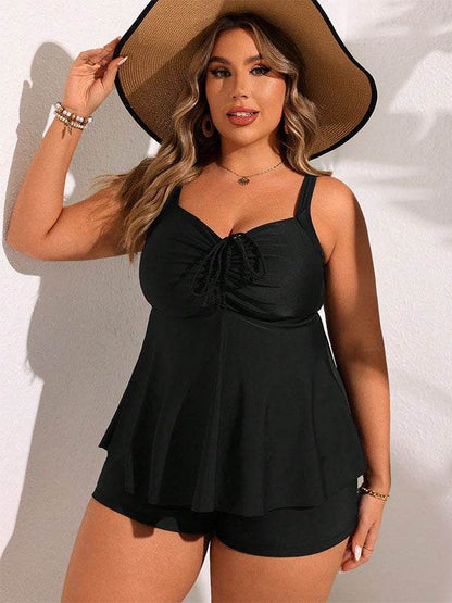 Plus Size Two Piece Tankini Flowy Swimsuits with Short