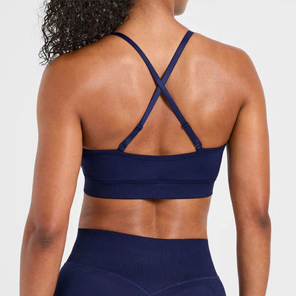 Cross Back Sports Bras Adjustable Strappy Yoga Crop Tops