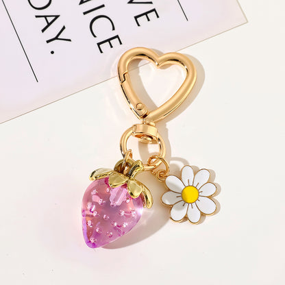 Cute Strawberry Keychains Heart Flower Daisy Bag Charms
