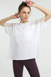 Mesh Splicing Short Sleeve Sports Loose T-Shirts