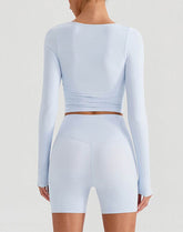 Long Sleeve Slim Fit Tops Fall T-Shirt with Thumb Holes