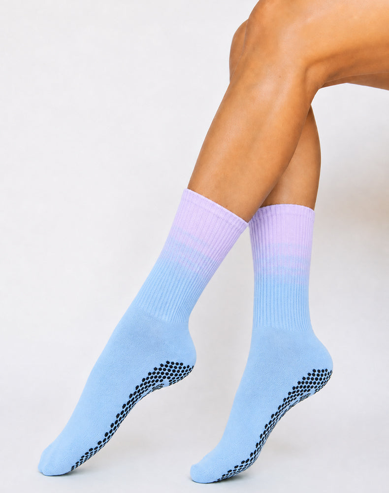 Pilates Yoga Crew Socks with Non Slip Grippers
