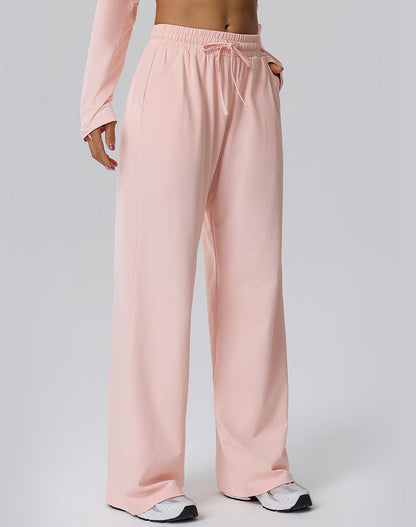 Straight Leg Bggy Drawsting Sweatpants with Pockets