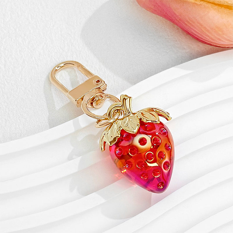 Strawberry Bag Keychain Kawaii Metal Fruit Purse Charms