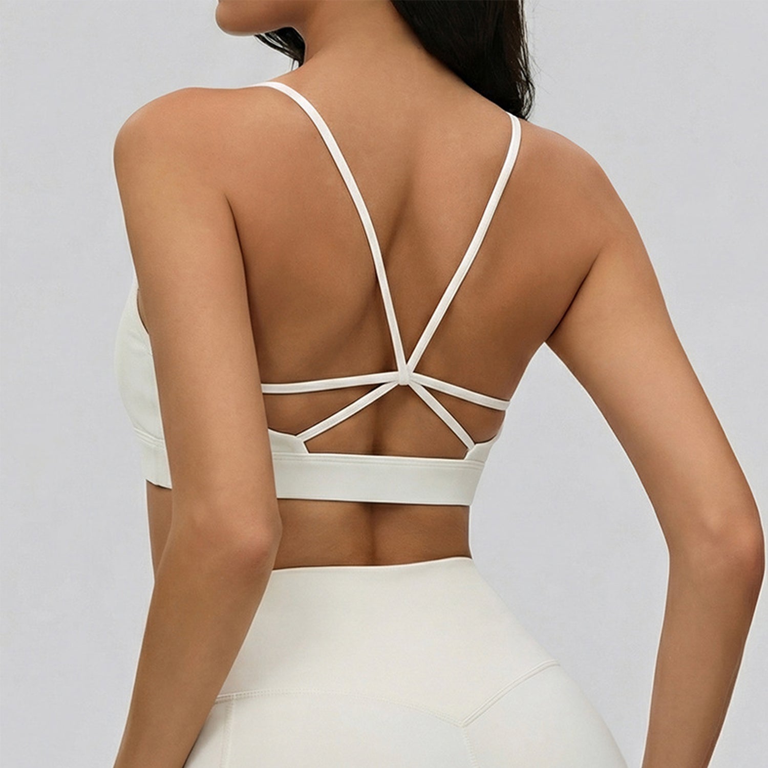 Strappy Crisscross Back Sports Bra with Removable Cups