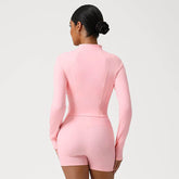 Full Zip UP Athletic Cropped Jacket with Thumb Holes