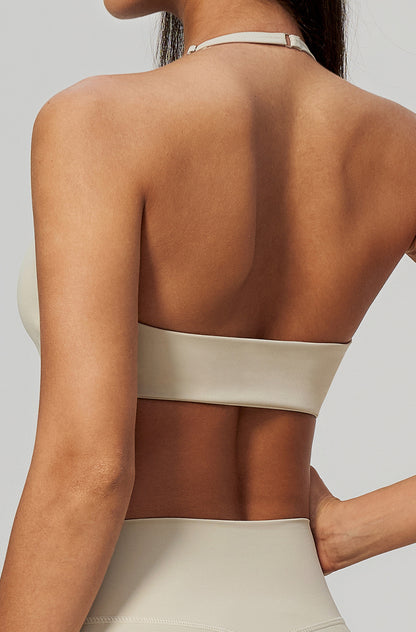 Adjustable Thin Halter Neck Strap Sports Bra