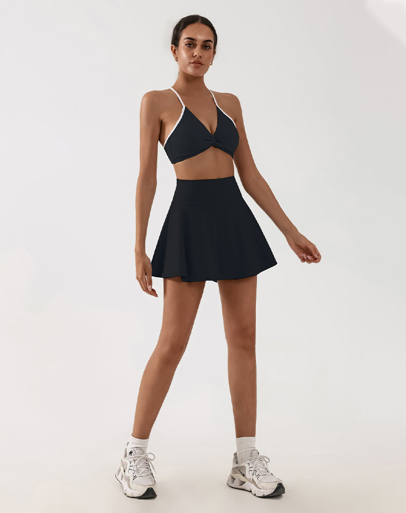 Tennis Sets with Adjustable Straps Sports Bra and Skirt