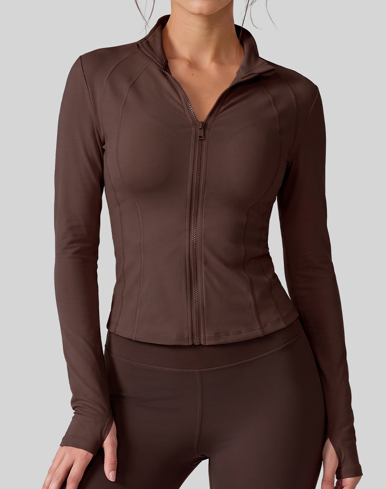 Zip Up Running Jacket with Thumb Holes
